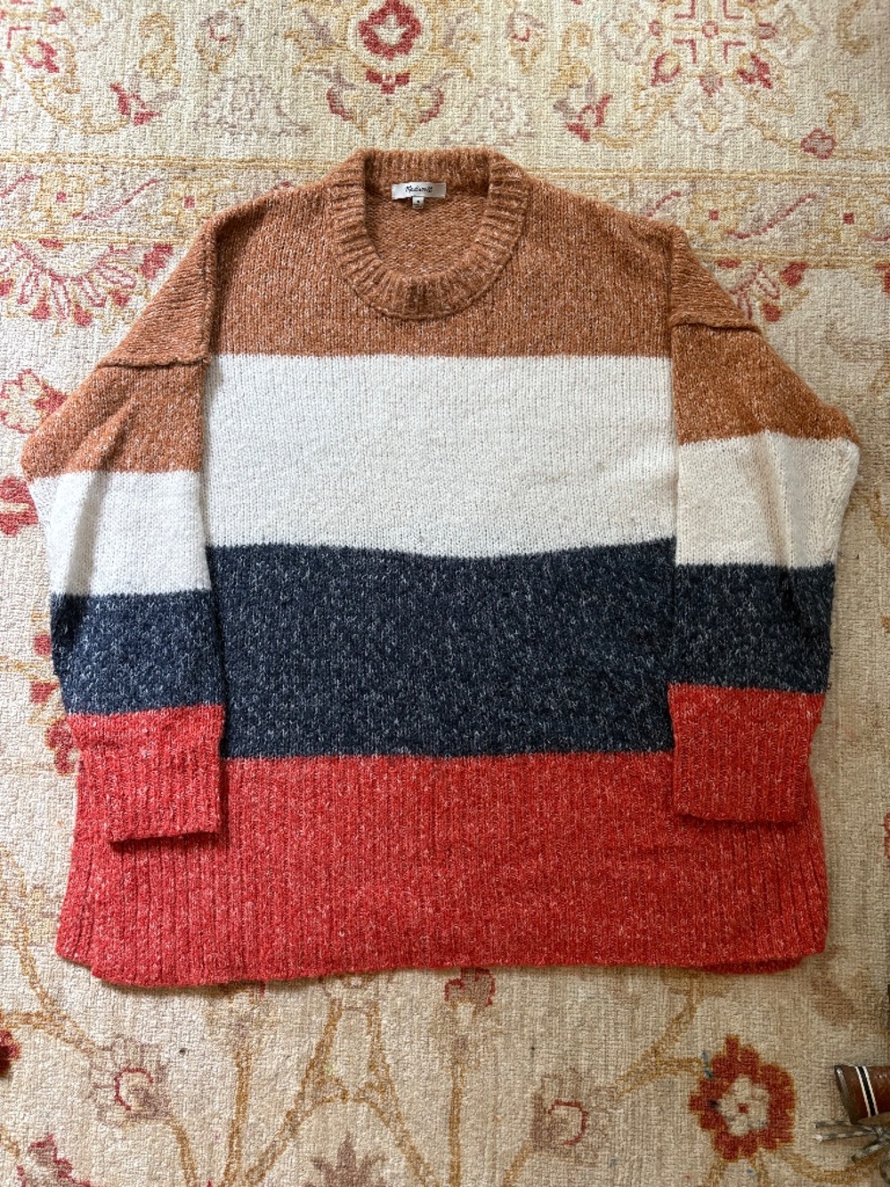 Madewell oversized knit striped sweater made with alpaca